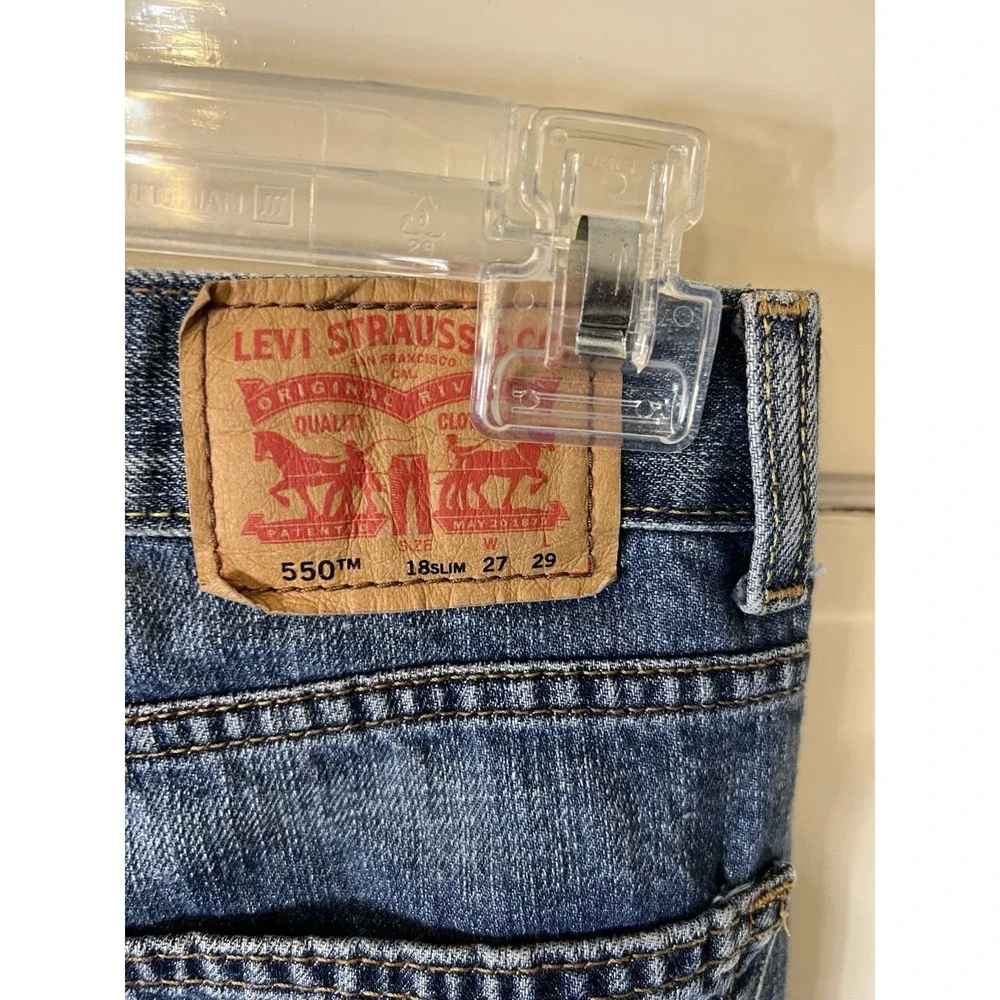 Levis 550 Relaxed Fit Jeans Dark Wash 27x29 Mens Slim Fit 100% Cotton